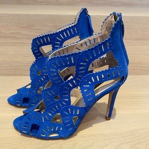 Zara blue suede heel sandals